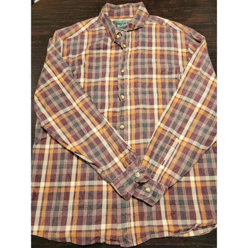 Woolrich Shirt Mens Multicolor Plaid Button Up Long Sleeve Cotton Size Large